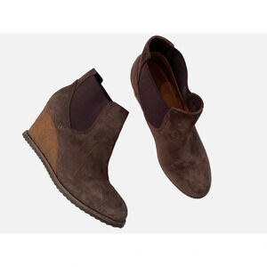 Trask Brown Suede Wedge Ankle Boot Bootie
